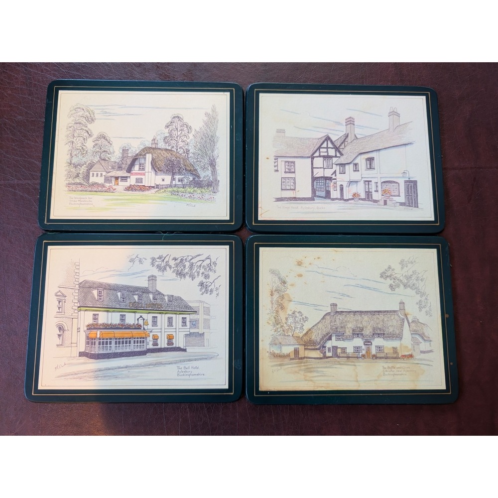 Set of 4 Vintage‎ Cork Placemats England 9.5in Pimpernel